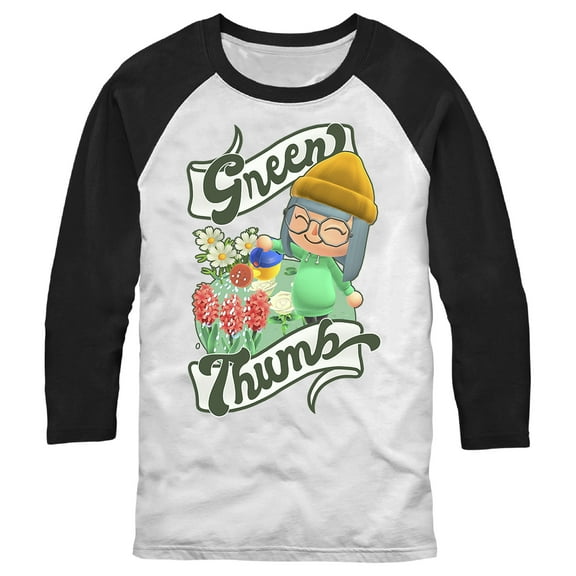 Men's Nintendo Green Thumb  Baseball Graphic Tee White/Black Medium