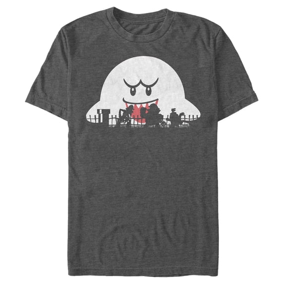 Men's Nintendo Halloween Boo Silhouettes Graphic Tee Charcoal Heather Small