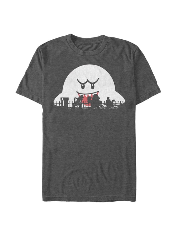 Men's Nintendo Halloween Boo Silhouettes Graphic Tee Charcoal Heather X Large