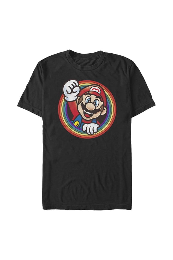 Men's Nintendo Here We Go Rainbow Badge Graphic T-Shirt