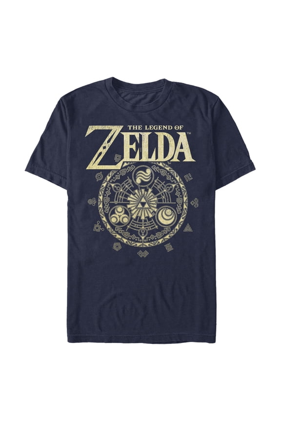 Men's Nintendo Hyrule History Book Logo Graphic Tee Navy Blue X Large