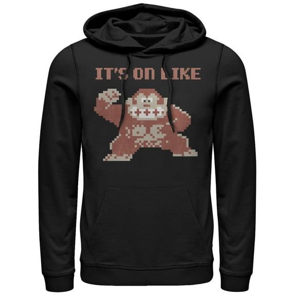 Men's Nintendo It's on Like Donkey Kong  Pull Over Hoodie Black X Large
