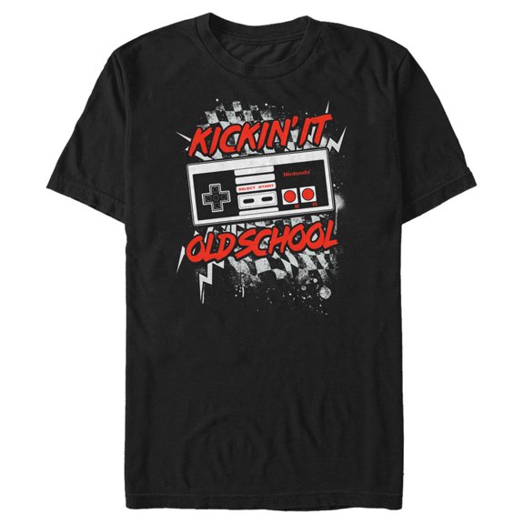 Men's Nintendo Kickin' It Old School NES Controller Splatter Graphic Tee Black 2X Large