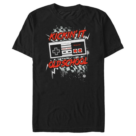 Men's Nintendo Kickin' It Old School NES Controller Splatter  Graphic Tee Black Medium