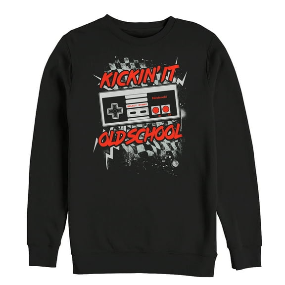 Men's Nintendo Kickin' It Old School NES Controller Splatter  Sweatshirt Black 2X Large