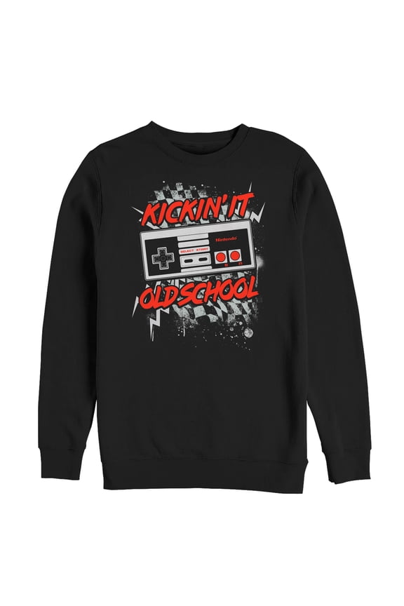 Men's Nintendo Kickin' It Old School NES Controller Splatter Sweatshirt Black 3X Large