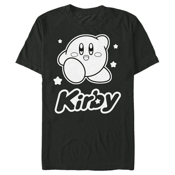 Men's Nintendo Kirby Black and White Portrait Graphic Tee Black Small