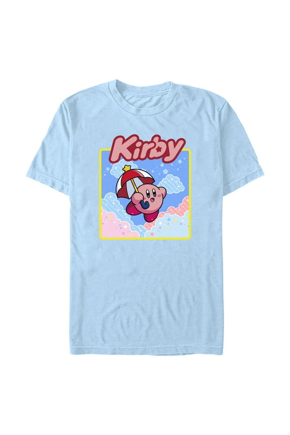 Men's Nintendo Kirby Flying Portrait Graphic Tee Light Blue Large
