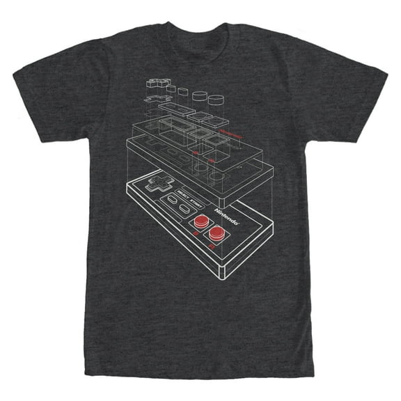 Men's Nintendo Layered NES Controller Graphic Tee Charcoal Heather Large