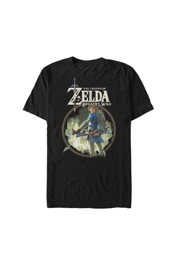 Men's Nintendo Legend of Zelda Breath of the Wild Circle Graphic Tee Black X Large