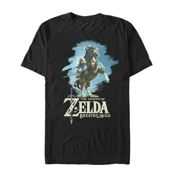 Men's Nintendo Legend of Zelda Breath of the Wild Link Epona  Graphic Tee Black 2X Large