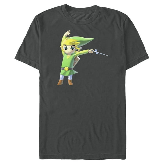 Men's Nintendo Legend of Zelda Cartoon Link Graphic Tee Charcoal Medium