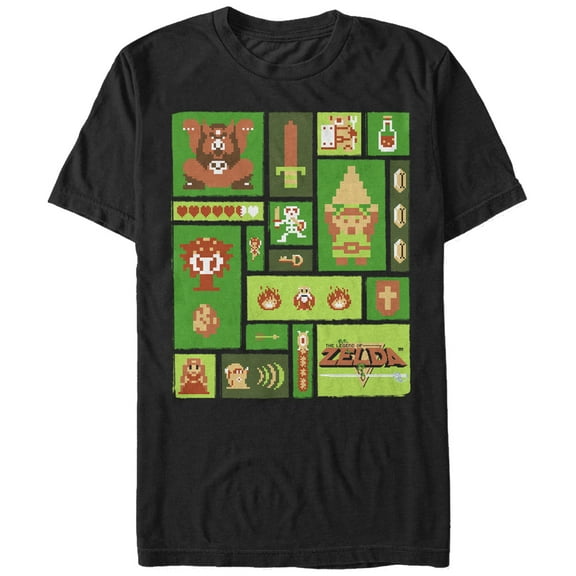 Men's Nintendo Legend of Zelda Collage  Graphic Tee Black Medium