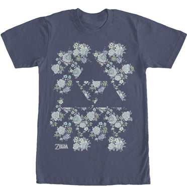 Men's Nintendo Legend of Zelda Floral Triforce  Graphic Tee Navy Blue Large