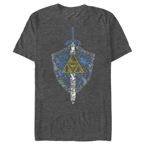 Men's Nintendo Legend of Zelda Hidden Pattern Graphic Tee Charcoal Heather 2X Large