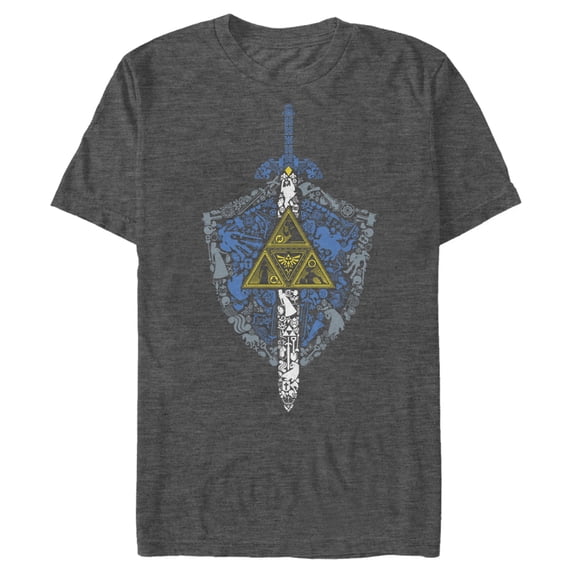 Men's Nintendo Legend of Zelda Hidden Pattern Graphic Tee Charcoal Heather Medium