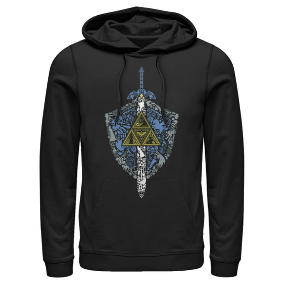 Men's Nintendo Legend of Zelda Hidden Pattern  Pull Over Hoodie Black X Large