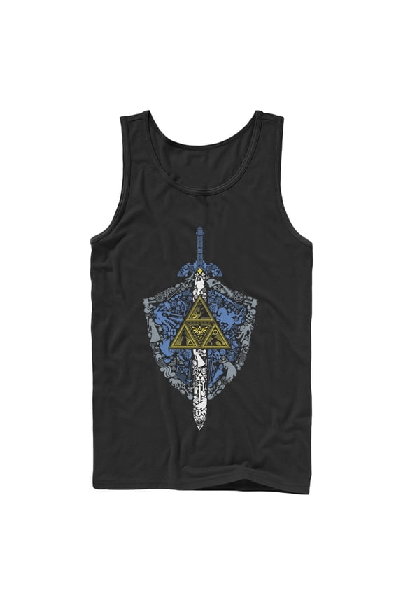 Men's Nintendo Legend of Zelda Hidden Pattern Tank Top Black Large