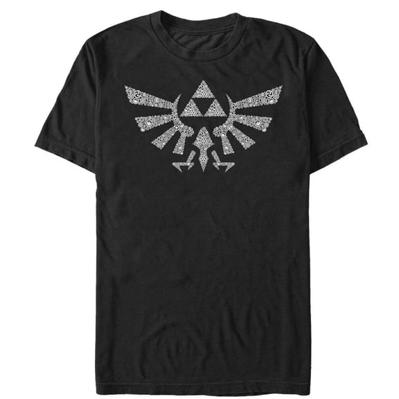 Men's Nintendo Legend of Zelda Hylian Crest Hidden Pattern  Graphic Tee Black Medium