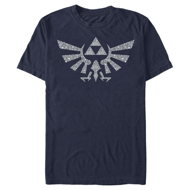 Men's Nintendo Legend of Zelda Hylian Crest Hidden Pattern  Graphic Tee Navy Blue Medium