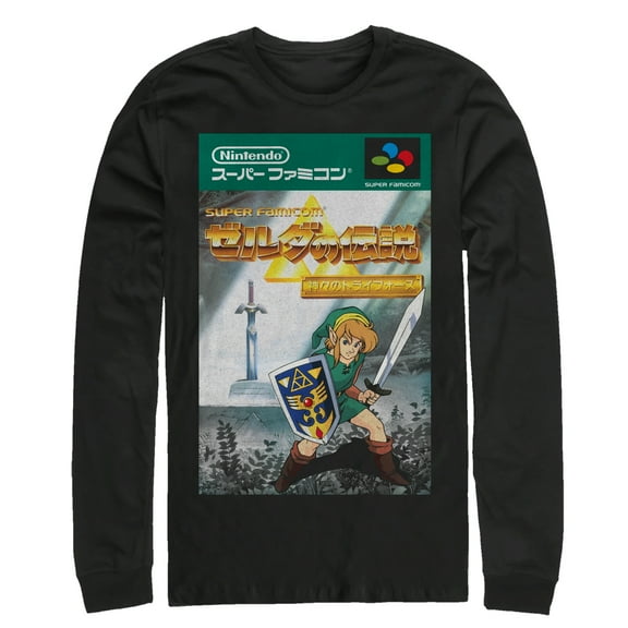 Men's Nintendo Legend of Zelda Japanese Cover Art  Long Sleeve Shirt Black Large