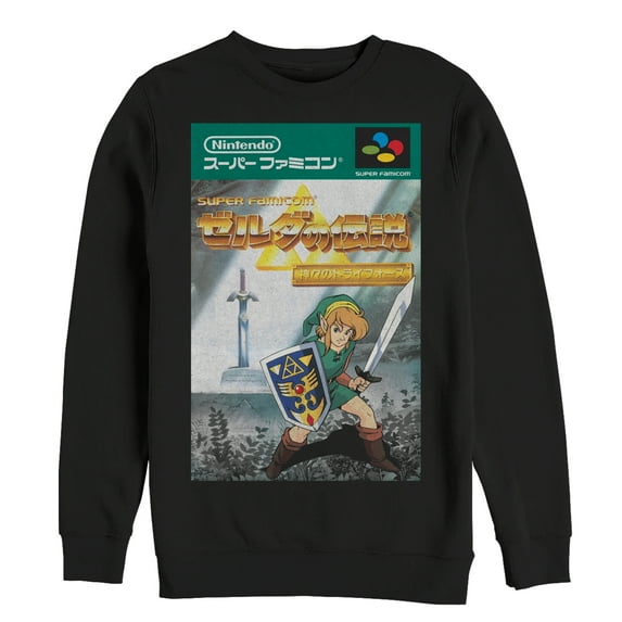 Men's Nintendo Legend of Zelda Japanese Cover Art Sweatshirt Black 2X Large