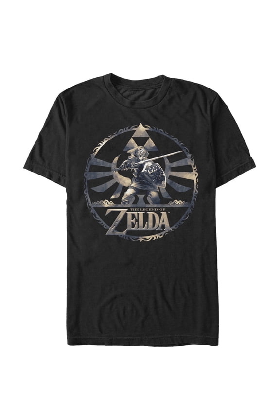 Men's Nintendo Legend of Zelda Link Circle Pattern Graphic Tee Black Large