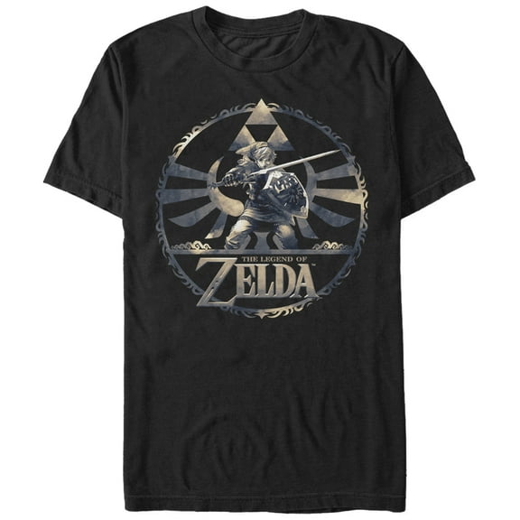 Men's Nintendo Legend of Zelda Link Circle Pattern  Graphic Tee Black Medium