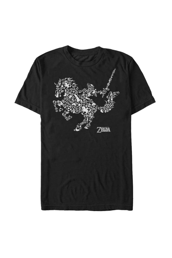 Men's Nintendo Legend of Zelda Link Epona Collage  Graphic Tee Black Small