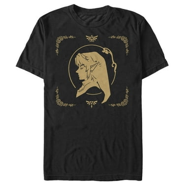 Men's Nintendo Legend of Zelda Link Ornate Portrait  Graphic Tee Black Large