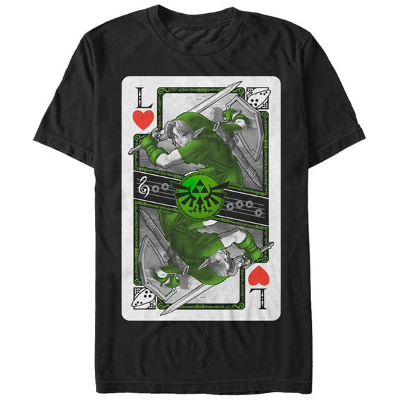 Men's Nintendo Legend of Zelda Link Playing Card  Graphic Tee Black Large