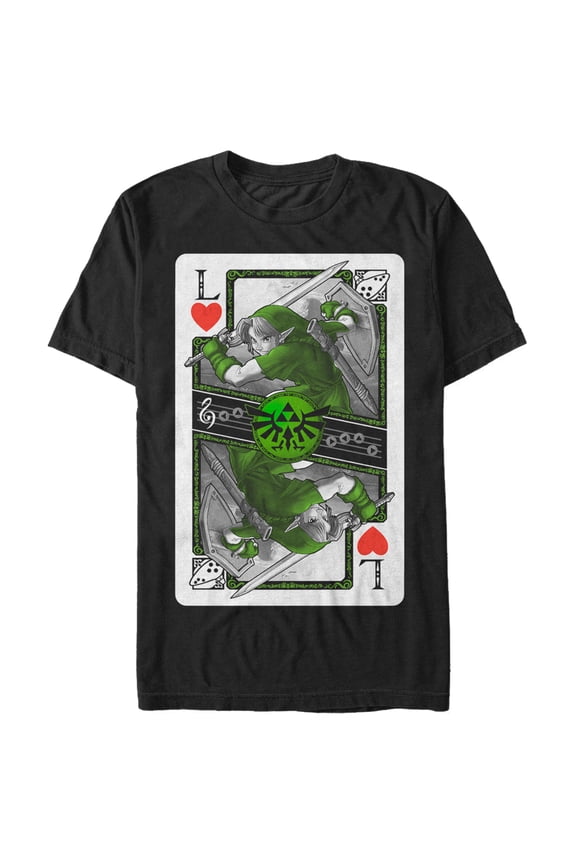 Men's Nintendo Legend of Zelda Link Playing Card Graphic Tee Black X Large