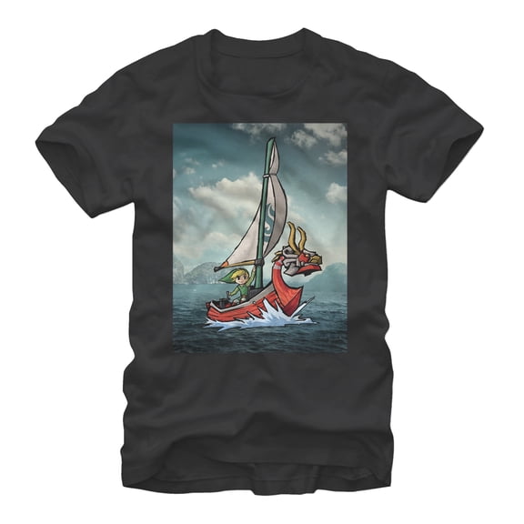 Men's Nintendo Legend of Zelda Link Sailing Graphic Tee Black X Large