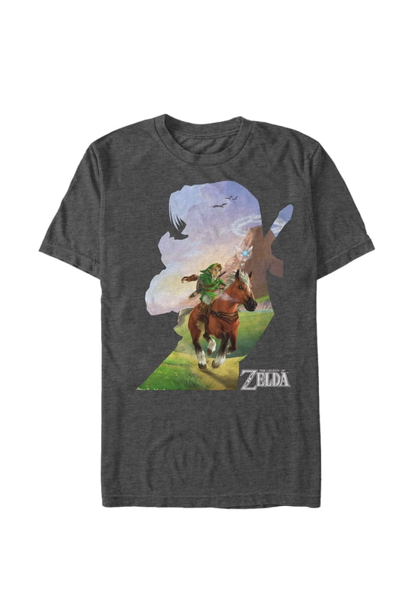 Men's Nintendo Legend of Zelda Link Silhouette Graphic Tee Charcoal Heather Large