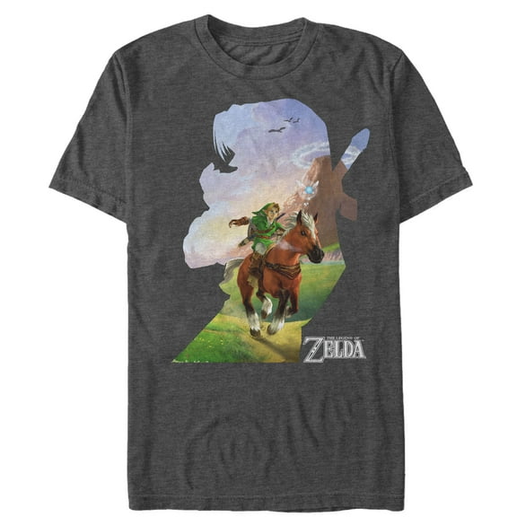Men's Nintendo Legend of Zelda Link Silhouette Graphic Tee Charcoal Heather Medium