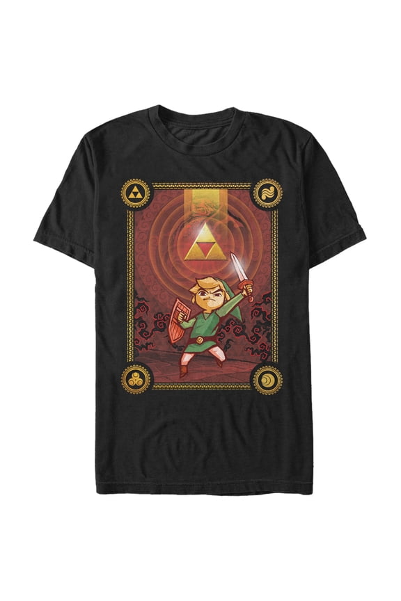 Men's Nintendo Legend of Zelda Link Triforce Graphic Tee Black 2X Large