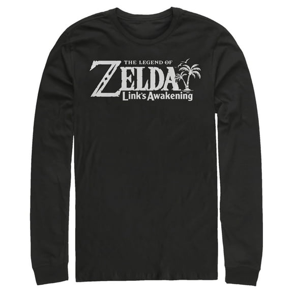 Men's Nintendo Legend of Zelda Link's Awakening Classic Logo Long Sleeve Shirt Black X Large