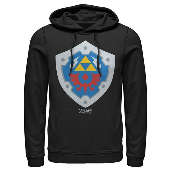 Men's Nintendo Legend of Zelda Link's Awakening Hylian Shield  Pull Over Hoodie Black Small