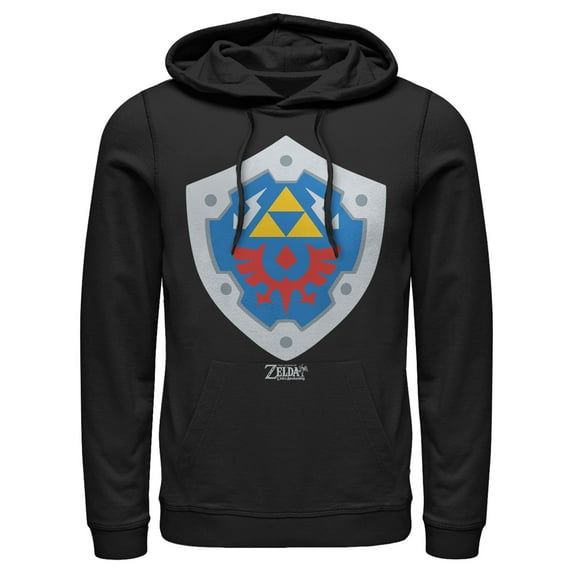 Men's Nintendo Legend of Zelda Link's Awakening Hylian Shield Pull Over Hoodie Black Small