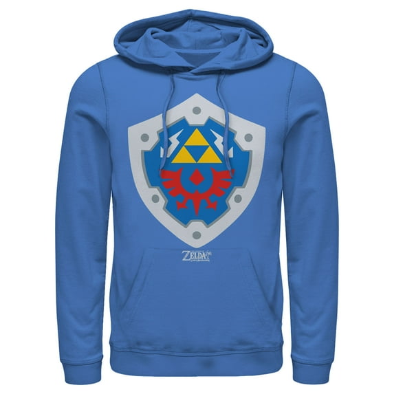 Men's Nintendo Legend of Zelda Link's Awakening Hylian Shield Pull Over Hoodie Royal Blue X Large