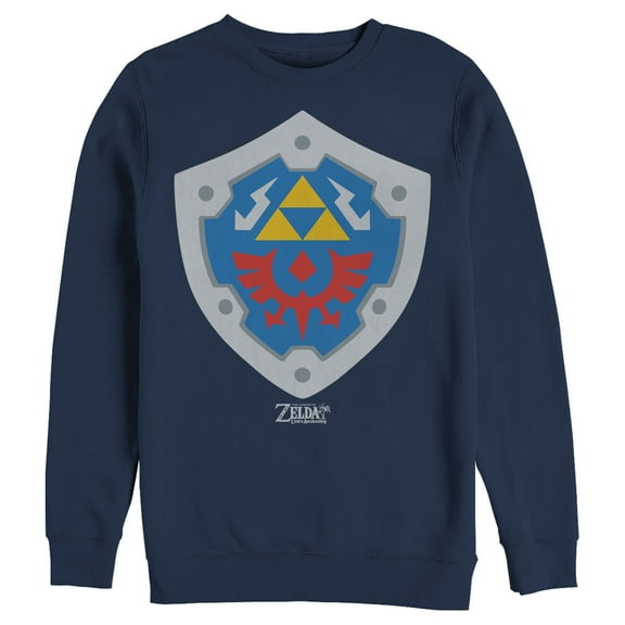 Men's Nintendo Legend of Zelda Link's Awakening Hylian Shield Sweatshirt Navy Blue X Large