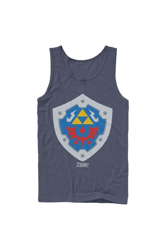 Men's Nintendo Legend of Zelda Link's Awakening Hylian Shield Tank Top Navy Blue Medium