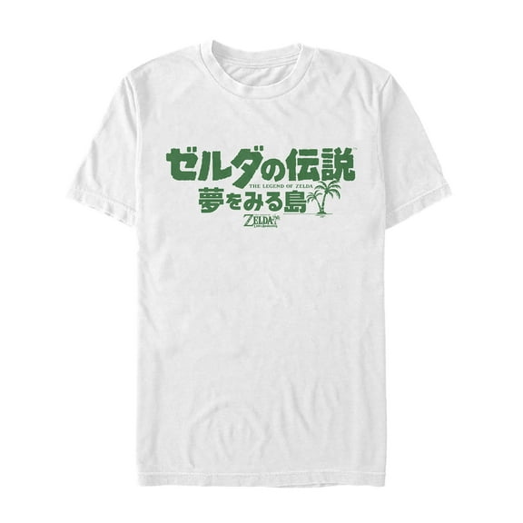 Men's Nintendo Legend of Zelda Link's Awakening Japanese Logo Graphic Tee White Large