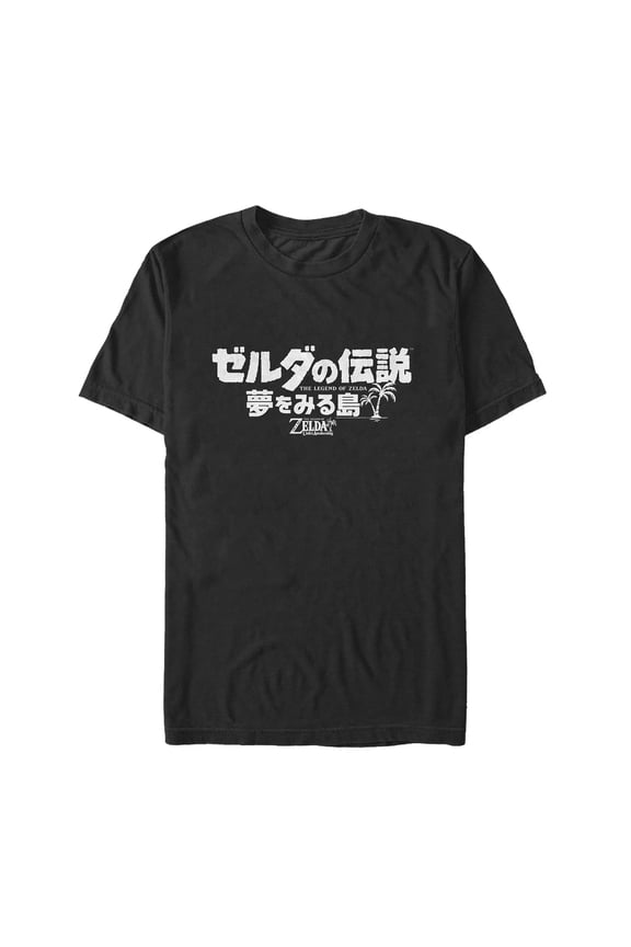 Men's Nintendo Legend of Zelda Link's Awakening Kanji Logo  Graphic Tee Black X Large