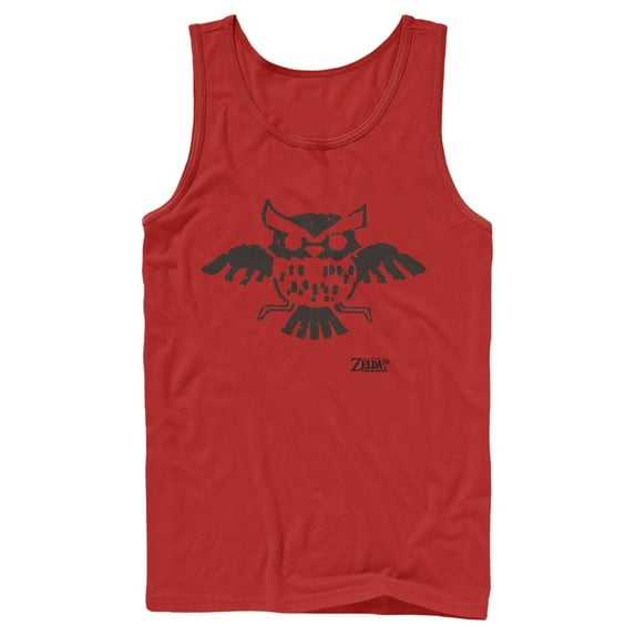 Men's Nintendo Legend of Zelda Link's Awakening Owl Hieroglyphic Tank Top Red Medium