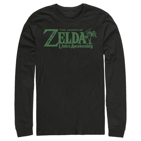 Men's Nintendo Legend of Zelda Link's Awakening Palm Logo Long Sleeve Shirt Black 2X Large