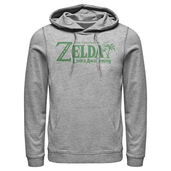 Men's Nintendo Legend of Zelda Link's Awakening Palm Logo Pull Over Hoodie Athletic Heather Medium