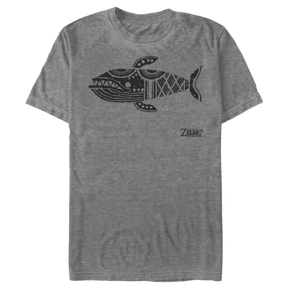 Men's Nintendo Legend of Zelda Link's Awakening Whale Hieroglyphic Graphic Tee Charcoal Heather Large