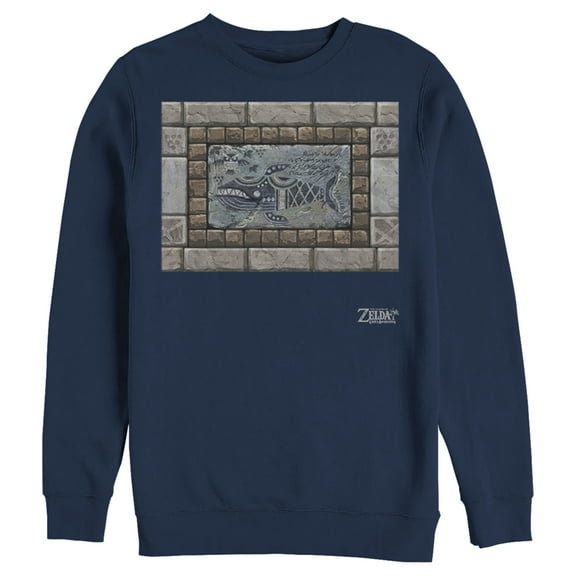 Men's Nintendo Legend of Zelda Link's Awakening Whale Stone Tablet  Sweatshirt Navy Blue Large