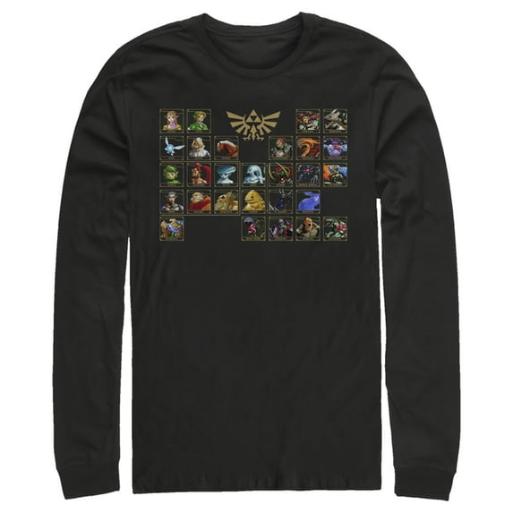 Men's Nintendo Legend of Zelda Ocarina Periodic Table Long Sleeve Shirt Black X Large
